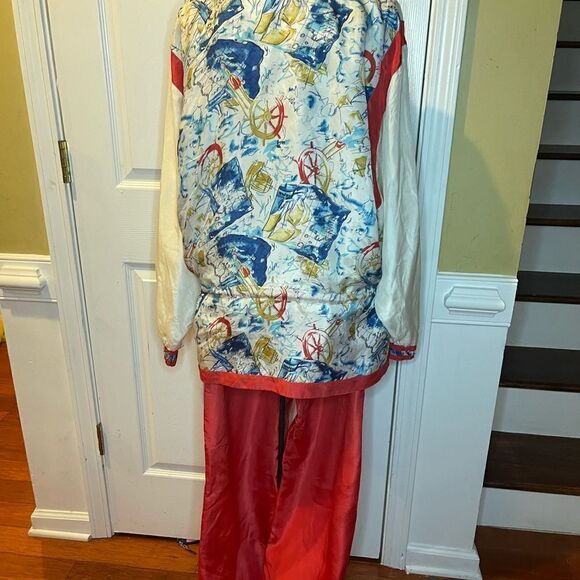 NWT Robert Stock 100% Silk Active Wear Nautical print Jacket & orange pa… - Picture 4 of 15